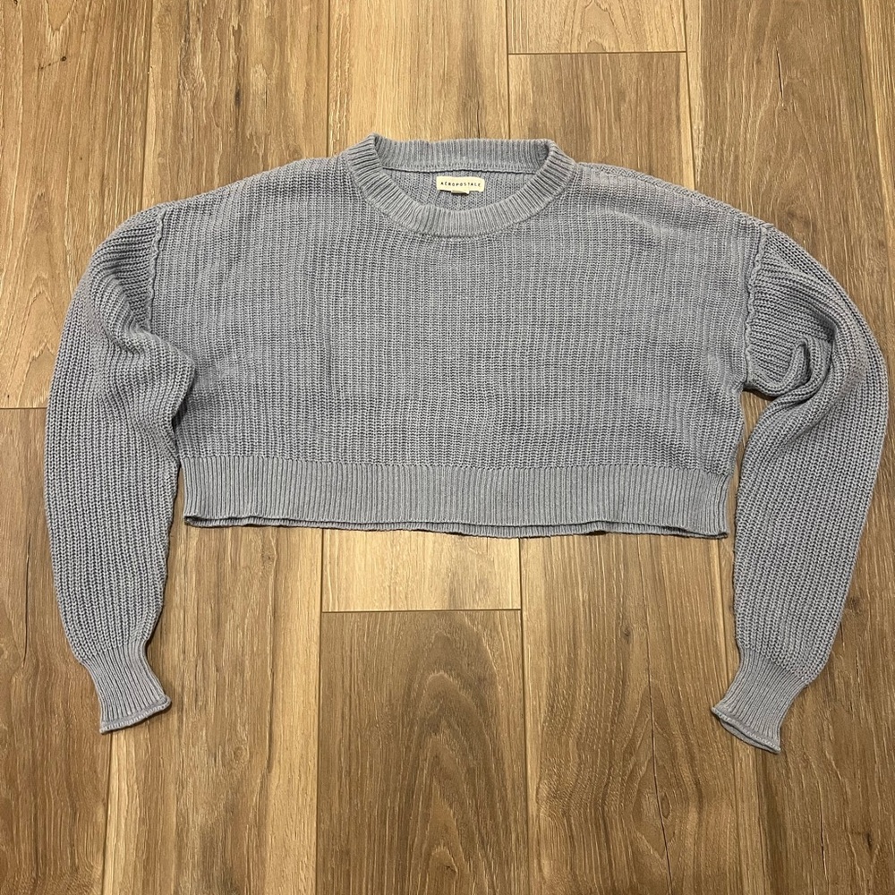 Aeropostale Blue Cropped Knit Sweater